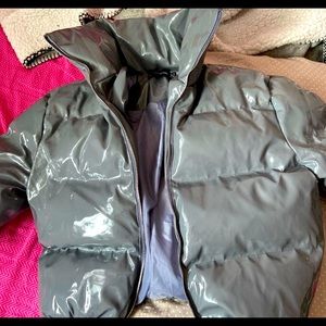 Cropped Vinyl Puffer Jacket